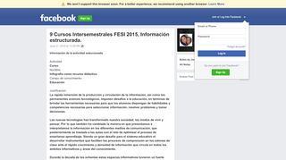 
                            8. 9 Cursos Intersemestrales FESI 2015, Información estructurada.