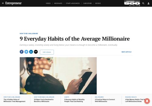 
                            10. 9 Everyday Habits of the Average Millionaire - Entrepreneur