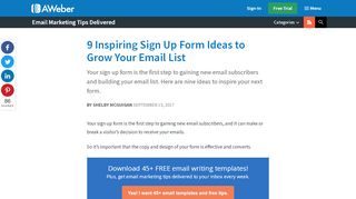 
                            6. 9 Inspiring Sign Up Form Ideas to Grow Your Email List - AWeber Blog