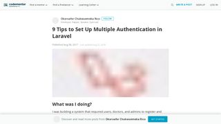 
                            4. 9 Tips to Set Up Multiple Authentication in Laravel | Codementor