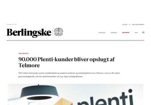 
                            10. 90.000 Plenti-kunder bliver opslugt af Telmore - Berlingske