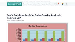 
                            13. 94.4% Bank Branches Offer Online Banking Services in Pakistan: SBP