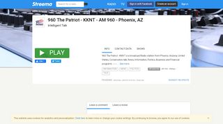 
                            13. 960 The Patriot - KKNT - AM 960 - Phoenix, AZ - Listen Online