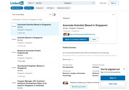 
                            7. 97 Illumina jobs in Singapore - LinkedIn