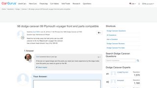 
                            12. 98 dodge caravan 99 Plymouth voyager front end parts ... - CarGurus