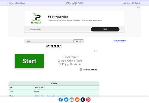 
                            2. 9.9.9.1 IP address information - InfoByIp.com