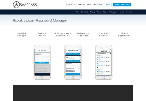 
                            9. 9cookies.com Password Manager SSO Single Sign ON - SAASpass