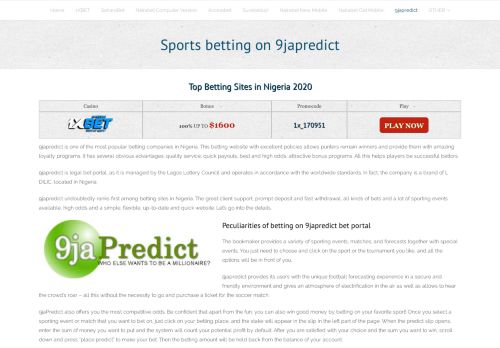 
                            9. 9japredict Betting Site in Nigeria, 9ja bet prediction (2018)