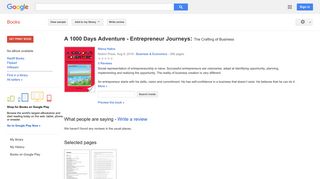 
                            10. A 1000 Days Adventure - Entrepreneur Journeys: The Crafting of ... - Google बुक के परिणाम