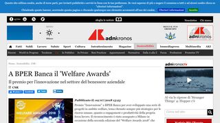 
                            7. A BPER Banca il 'Welfare Awards' - Adnkronos