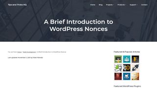 
                            10. A Brief Introduction to WordPress Nonces | Tips and Tricks HQ