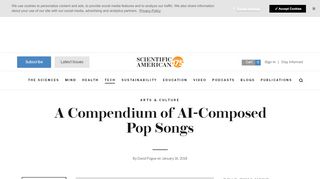 
                            9. A Compendium of AI-Composed Pop Songs - Scientific American