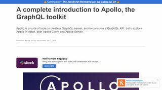 
                            10. A complete introduction to Apollo, the GraphQL toolkit - Flavio Copes