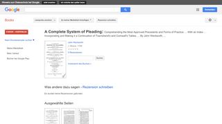 
                            9. A Complete System of Pleading: Comprehending the Most Approved ... - Google Books-Ergebnisseite