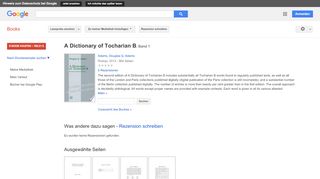 
                            12. A Dictionary of Tocharian B