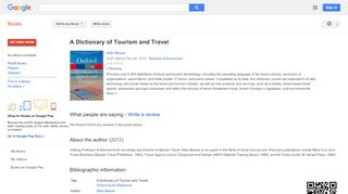 
                            9. A Dictionary of Tourism and Travel