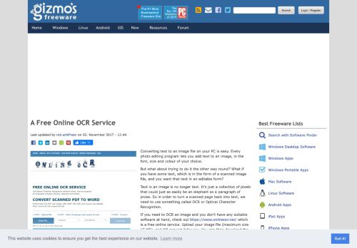 
                            10. A Free Online OCR Service | Gizmo's Freeware