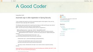 
                            7. A Good Coder: Automatic sign in after registration in Spring Security