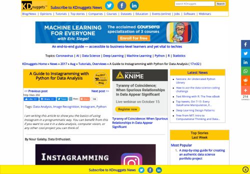 
                            12. A Guide to Instagramming with Python for Data Analysis - KDnuggets