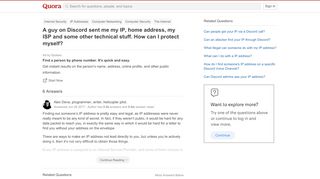 
                            12. A guy on Discord sent me my IP, home address, my ISP and some ...