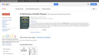 
                            12. A Half Century of Health Physics: 50th Anniversary of the Health ... - Google Books-Ergebnisseite