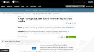 
                            5. A high-throughput path metric for multi-hop wireless routing