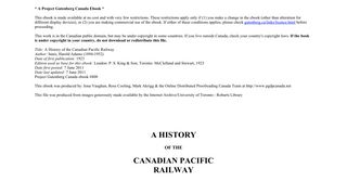 
                            6. A History of the Canadian Pacific Railway - Project Gutenberg Canada