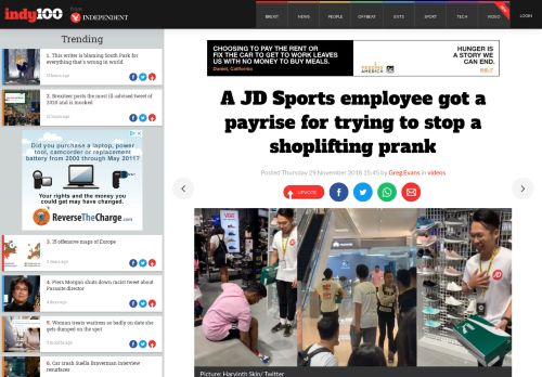 
                            12. A JD Sports employee got a payrise for trying to stop a shoplifting prank