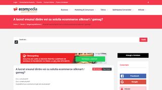 
                            12. A lucrat vreunul dintre voi cu solutia ecommerce silkmart / gomag ...