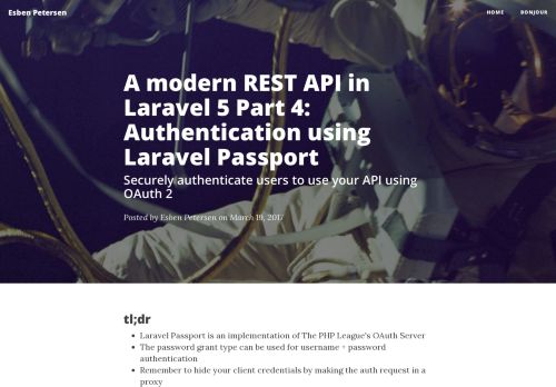 
                            8. A modern REST API in Laravel 5 Part 4: Authentication using Laravel ...