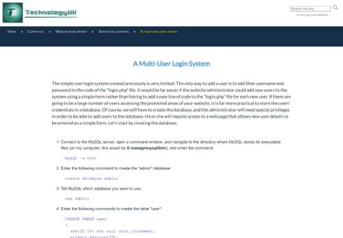 
                            7. A Multi-User Login System - TechnologyUK