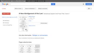 
                            7. A New Abridgement of the Law: Alphabetically Digested Under Proper ...