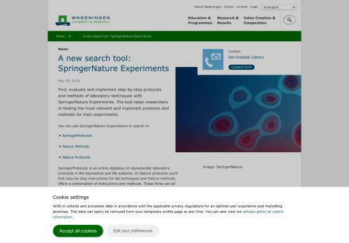 
                            13. A new search tool: SpringerNature Experiments - WUR