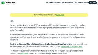 
                            11. A note about Backpack - Basecamp