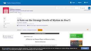 
                            12. A Note on the Strange Death of Mydon in Iliad 5: Symbolae Osloenses ...