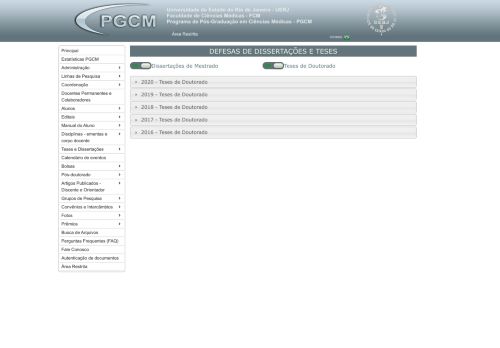 
                            7. A partir de 2016 - PGCM - Pós-graduação em Ciências Médicas - Uerj