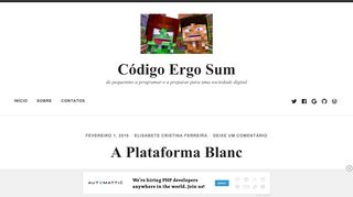
                            2. A Plataforma Blanc – Código Ergo Sum