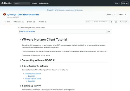 
                            9. A QUT Student's guide to the Horizon (client). · GitHub