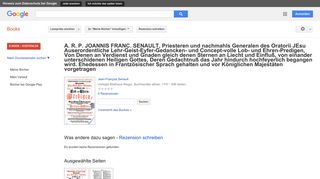 
                            8. A. R. P. JOANNIS FRANC. SENAULT, Priesteren und nachmahls ... - Google Books-Ergebnisseite