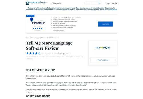 
                            7. A Review of Tell Me More Language Software - ConsumersAdvocate.org