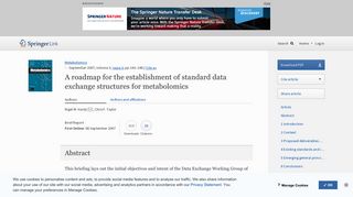 
                            4. A roadmap for the establishment of standard data exchange structures ...