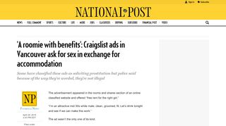 
                            7. 'A roomie with benefits': Craigslist ads in Vancouver ask for sex in ...