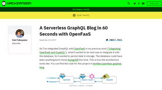 
                            12. A Serverless GraphQL Blog in 60 Seconds with OpenFaaS