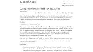 
                            1. A simple password-less, email-only login system - lukeplant.me.uk
