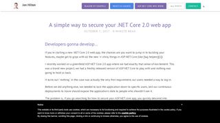 
                            5. A simple way to secure your .NET Core 2.0 web app - Jon Hilton