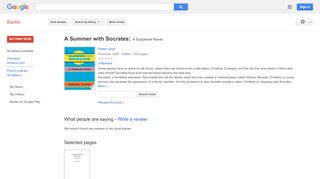 
                            9. A Summer with Socrates: A Suspense Novel  - Google بکس کا نتیجہ