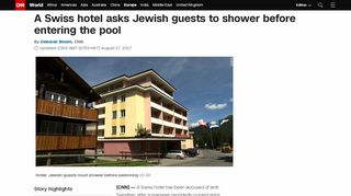 
                            12. A Swiss hotel asks Jewish guests to shower before entering the pool ...