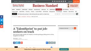
                            11. A 'TalentSprint' to put job-seekers on track | Business Standard News