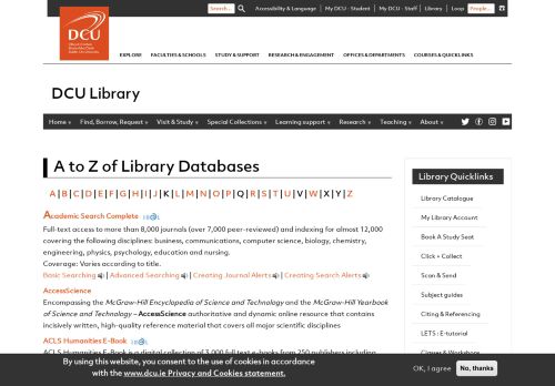 
                            8. A to Z of Databases | DCU Library | DCU