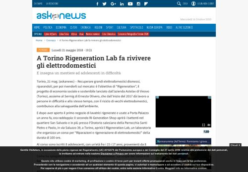 
                            12. A Torino Rigeneration Lab fa rivivere gli elettrodomestici - Askanews